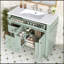 Meuble-lavabo 36 po avec lavabo, armoire en bois massif vert, tiroir rabattable, 3 tiroirs, 2 portes à fermeture en douceur, poignées dorées, design moderne, deux ensembles-607079969