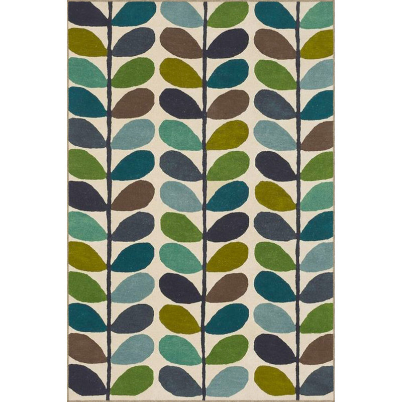 Tapis vert lavable à motif de feuilles vertes, Sous-tapis rectangulaire 2 pi 4 po x 3 pi 11 po