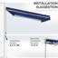Auvent de terrasse 13 pi x 10 pi avec lumières, Uv40 + soleil pour terrasse, balcon, cour, bleu électrique à DEL bleu. Shelter Patio, Yard. Télécommande et manivelle électriques, réglable 45 - 85