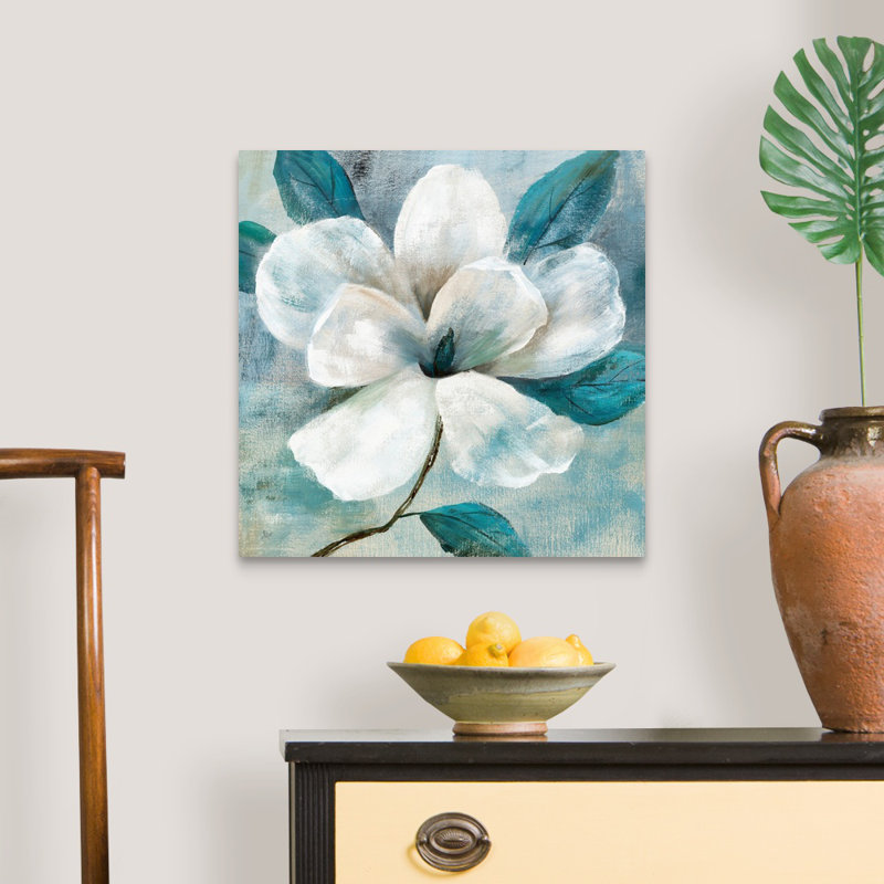Teal Magnolia I Canvas Wall Art, 20" H x 20" W x 1.25" D, Wrapped Canvas