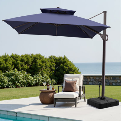 128'' Square Cantilever Umbrella with Easy-Move Base | One-Person Mobility