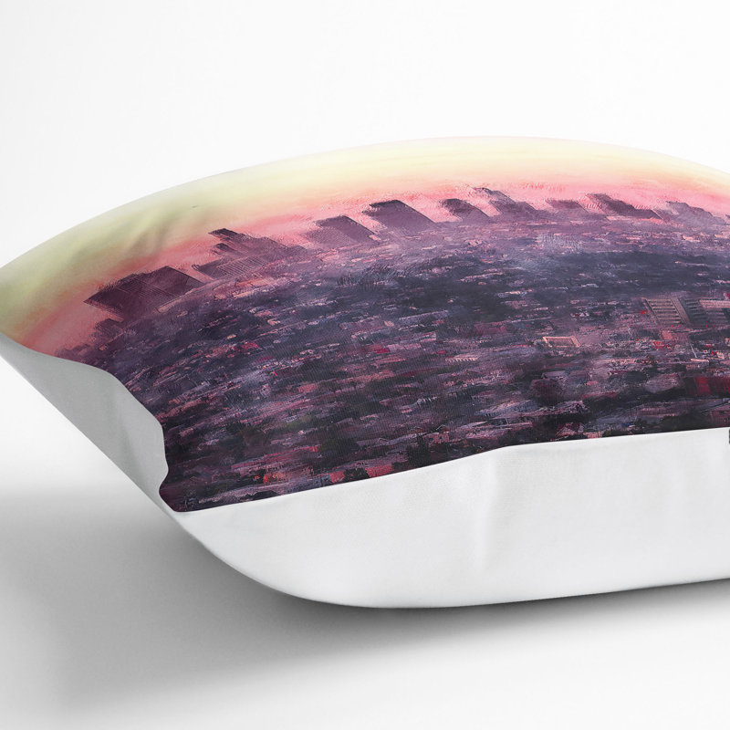 Los Angeles Skyline in the Morning Painting Cushion with Filling, White, 55cm H x 55cm W x 20cm D