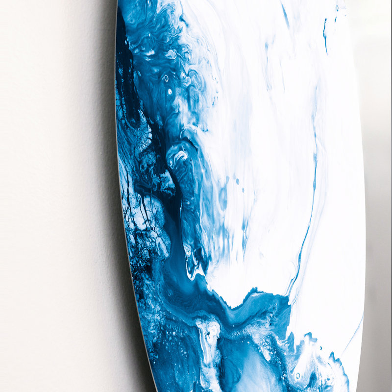 Art de marbre liquide bleu clair et blanc II, H 36 po x l 36 po