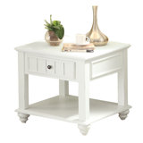 Shelledy White Washed End Table With Bottom Shelf