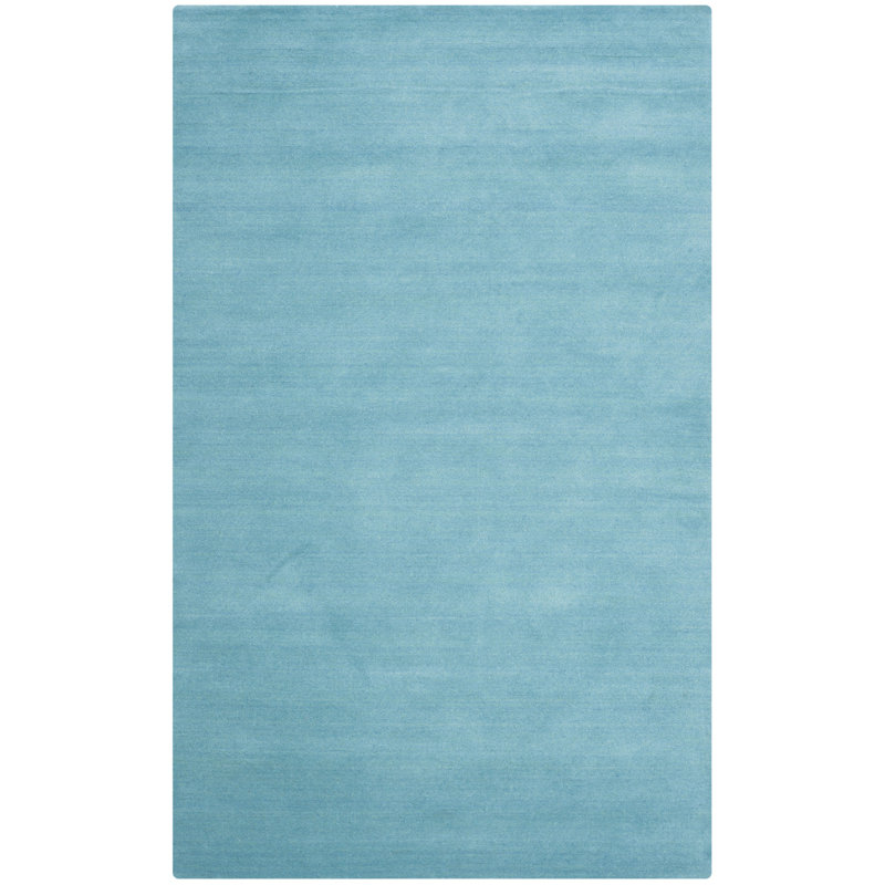 Tapis en laine turquoise touffeté à la main Moreau, Rectangle 8 pi x 10 pi
