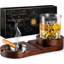 Cendrier cigare 2 en 1 en bois massif et aluminium avec plateau en verre à whisky - Cadeau de décoration de bar de luxe pour homme