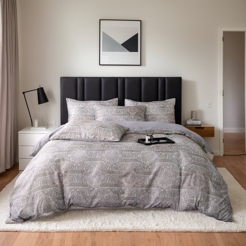 Dailynap Retro brown Jacquard Printed Bedding Set, King Duvet Cover + 2 Pillowcases