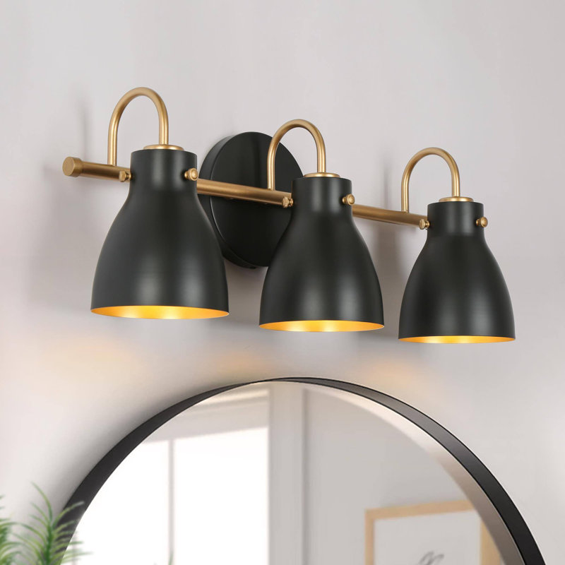 3-Light Dimmable Bathroom Vanity Light Modern Black Wall Sconce