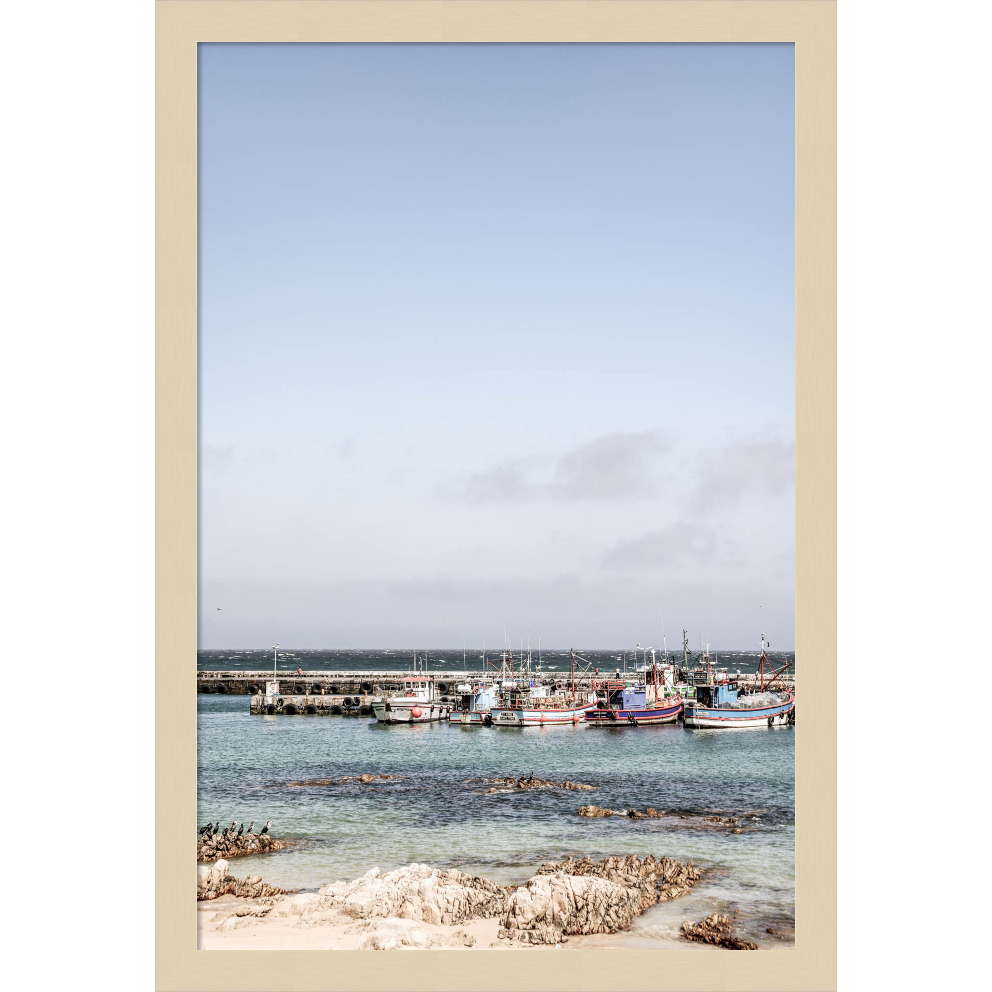 Kalk Bay Beach by Shot by Clint Wood Framed Wall Art Print, Brown, 21" H x 15" W