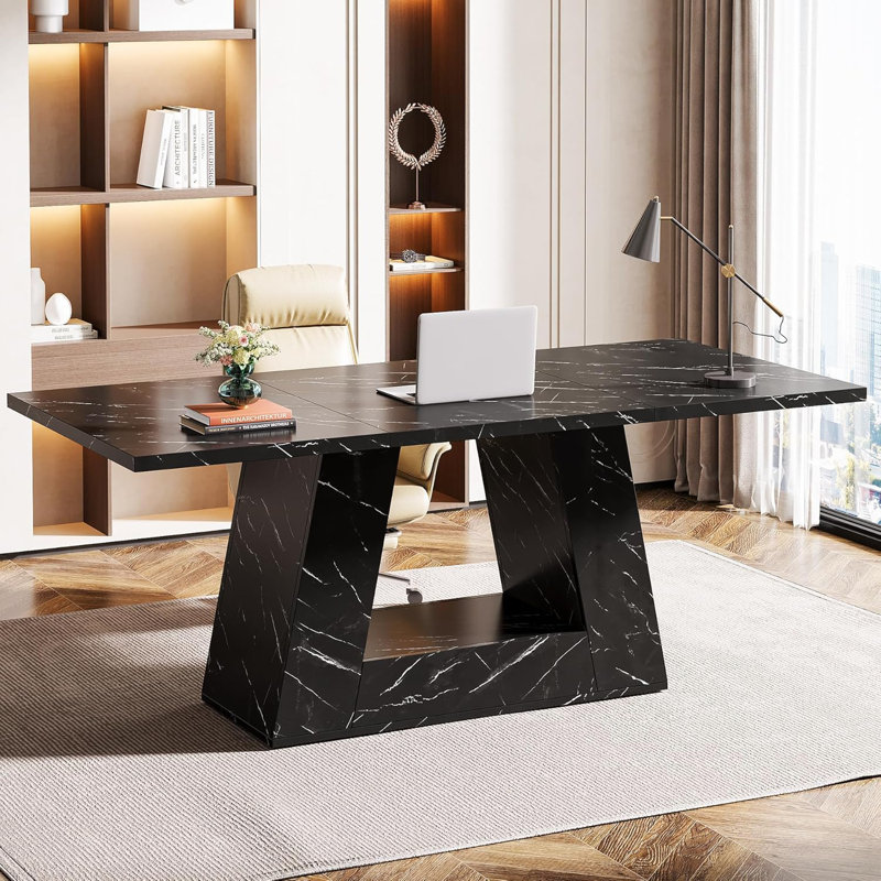 Bureau de direction moderne 63 "avec base robuste, Noir