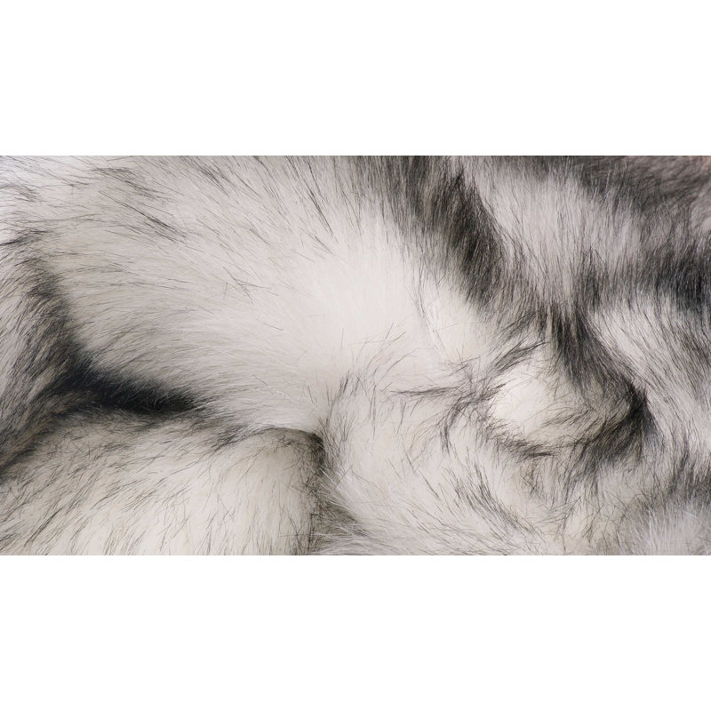 Asmat Gradient Gray Faux Sheepskin Fur Area Rug, 2' x 3'