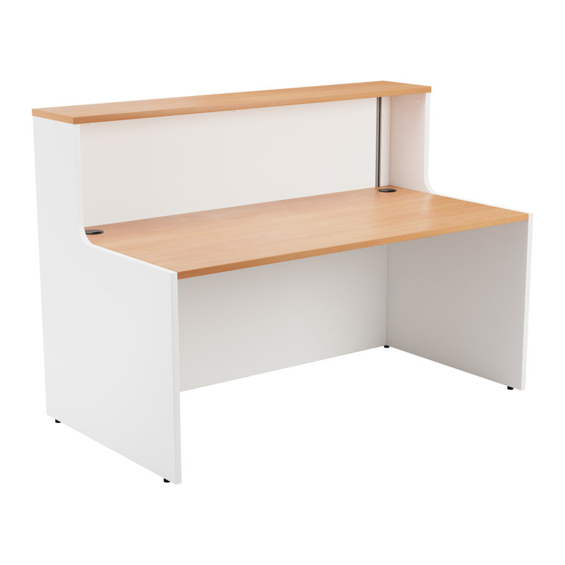 Buariki Rectangle Synthetic Laminate Reception Desk, Beech/White