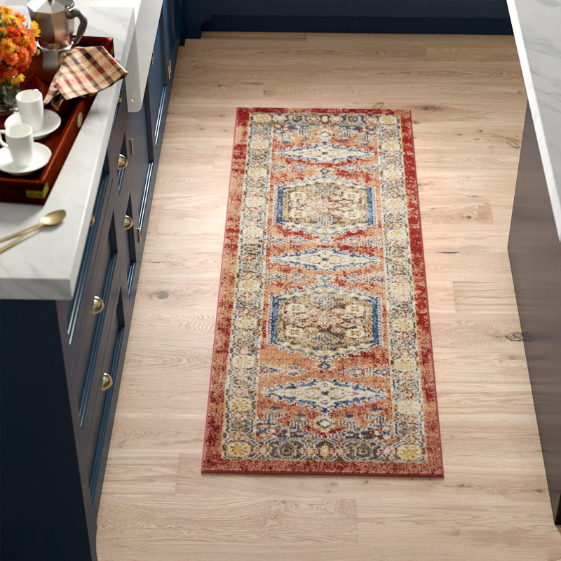 Tapis oriental terre cuite Vern, Tapis de couloir 2 pi 7 po x 10 pi, Terracotta