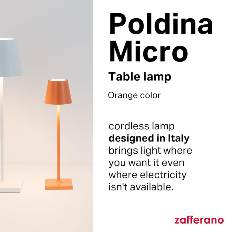 Poldina Micro Rechargeable Cordless Touch-Control Table Lamp With Adjustable Dimmer & 3 Colour Temperatures For Indoor/Outdoor Use