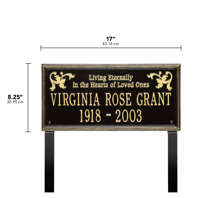 Wilmington 'Living Eternally' Memorial Plaque, Black/Gold, Yes