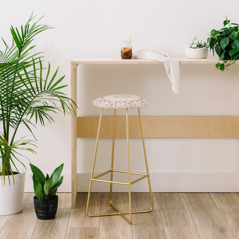Upholstered Counter Stool with Metal Frame