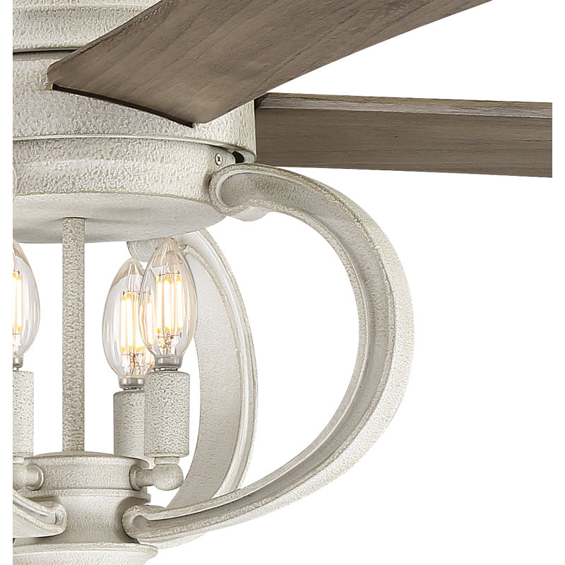 Augusta 60" Cottage White Ceiling Fan with Driftwood Blades and LED Light Kit