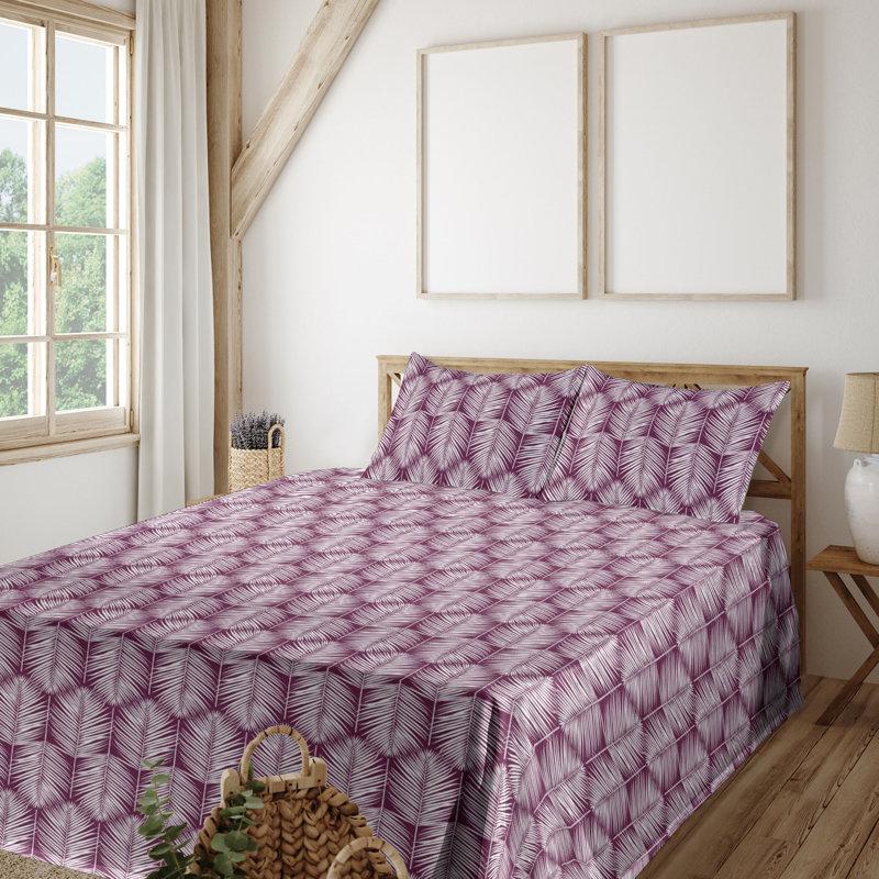 Magenta Pale Lilac Indigo Microfiber King Sheet Set