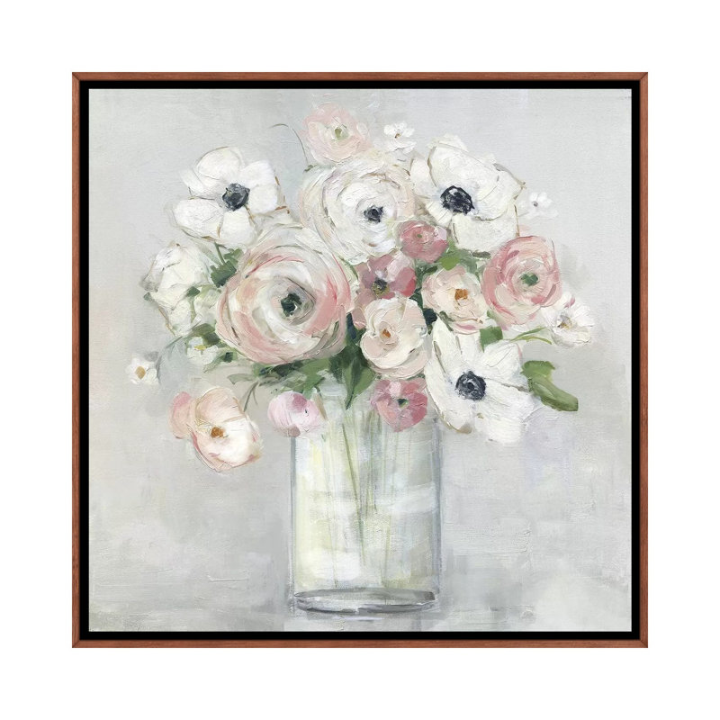 «Garden to table II» par Sally Swatland - impression d'art graphique, Toile avec cadre en bois brun classique, Pas de tapis