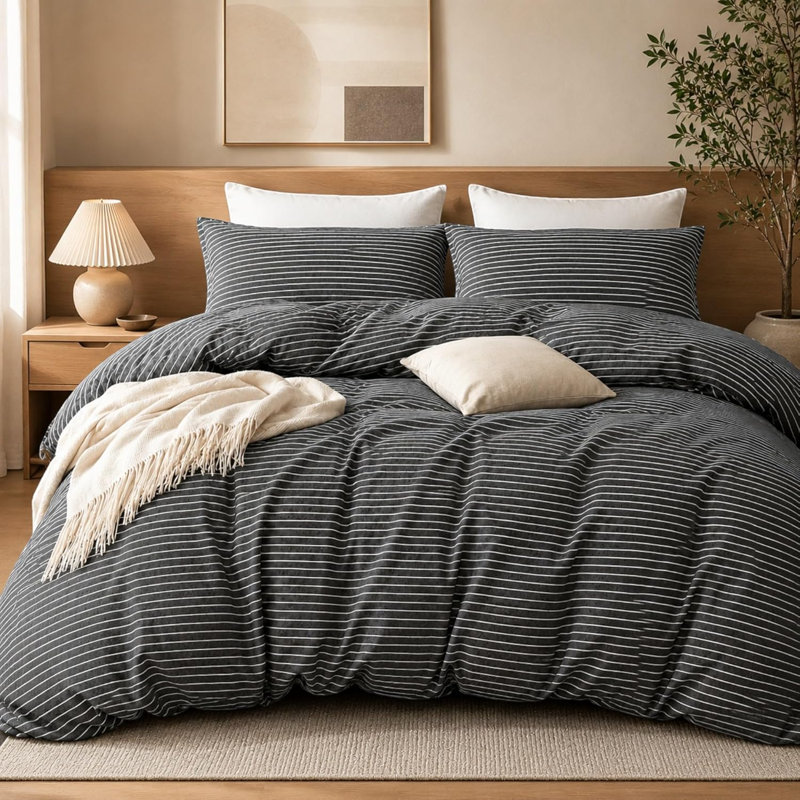 Premium Duvet Cover Set Double Brushed Microfiber Reversible With Zipper Closure & Corner Ties