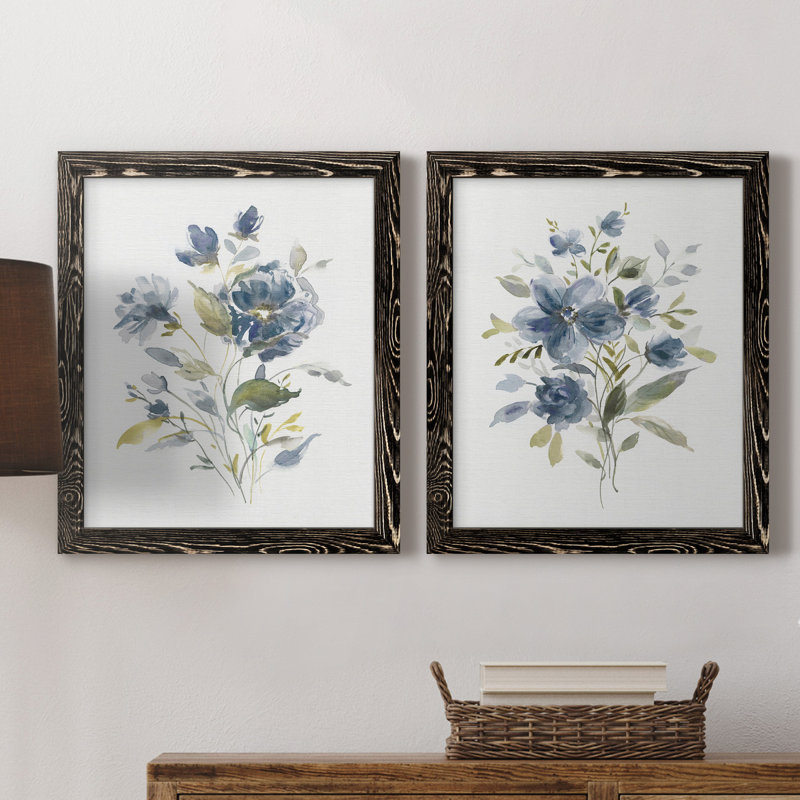 " Linen Botanical I " 2 - Pieces, No Mat, Black Framed Canvas, 20" H x 17" W x 1" D