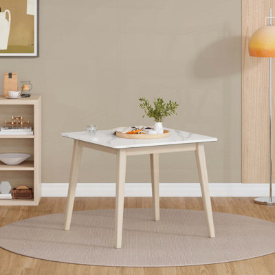 Table de salle à manger carrée minimaliste avec plateau intelligent et pieds en bois massif (36,1 po, sièges 4)