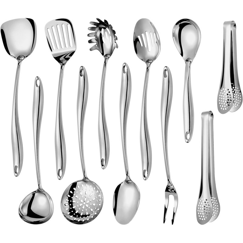 11-Piece Stainless Steel Long Handle Cooking Utensil Set