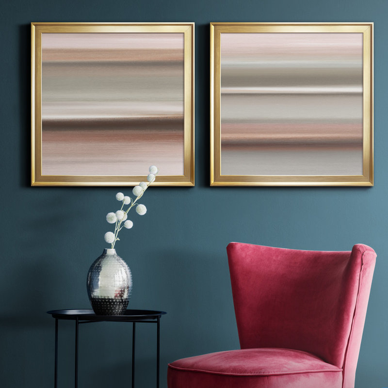 Guilded Sands I - ensemble de 2 reproductions d'art sur toile, H 17,5 po x l 35 po x P 1,5 po, Or