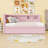 Full-Size Linen Upholstered Daybed with LED Lighting, USB Ports, and Pull-out Twin Trundle-813999154
