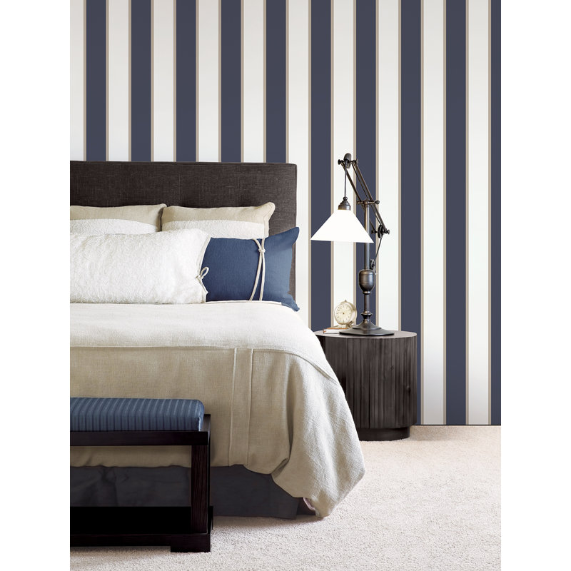 Donner 10m x 53cm Matte Wallpaper Roll, Navy/White/Taupe
