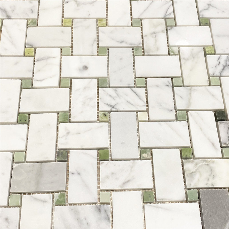 12" x 12" Marble Mosaic Wall & Floor Tile, White/Beige