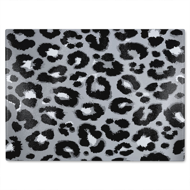 Leopard Print Glass Chopping Board, 28cm L x 20cm W