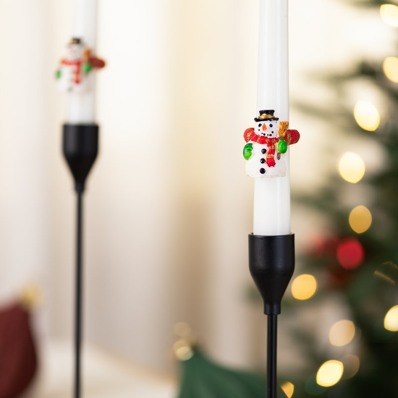 Anneaux de bougie de Noël bonhomme de neige avec chapeau haut de forme Smiley - 1,5 po - ensemble de 8