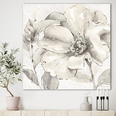 Peony Floral Canvas Wall Art, Indigold Gray Botanical Print - Indigold Gray Peonies IV