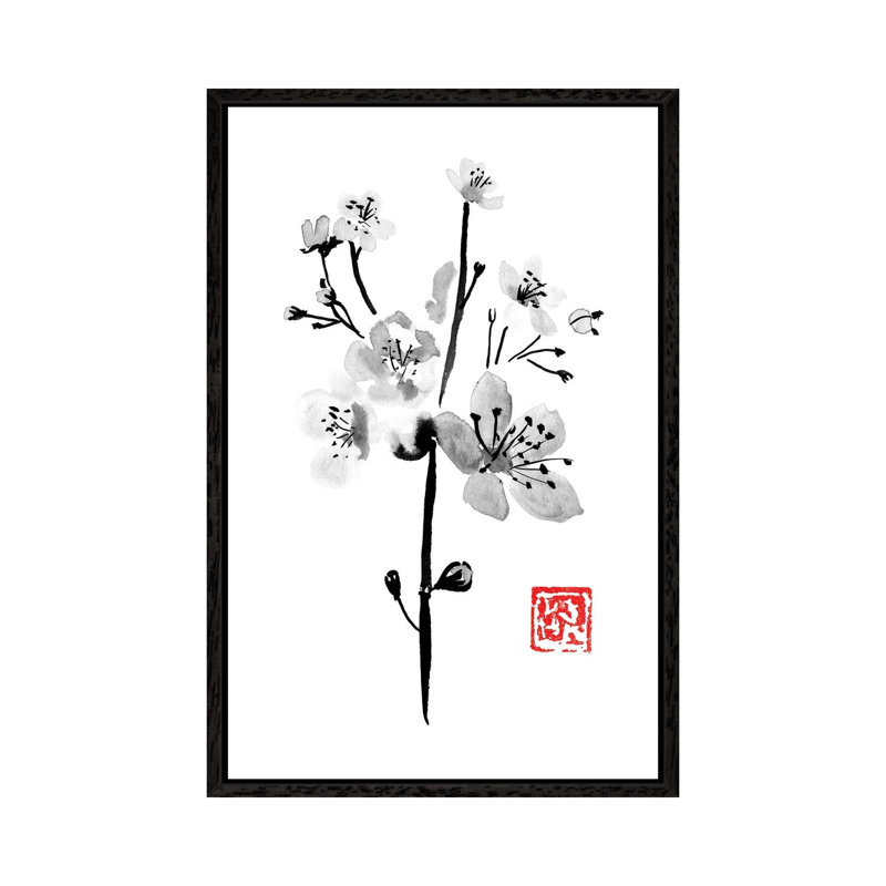 Sakura by Péchane - Painting on Canvas, Black Framed, 101.6 cm H x 66.04 cm W