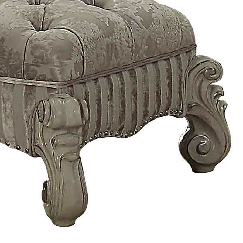 Banc de chambre en tissu Aubreana, Ivoire, Blanc os