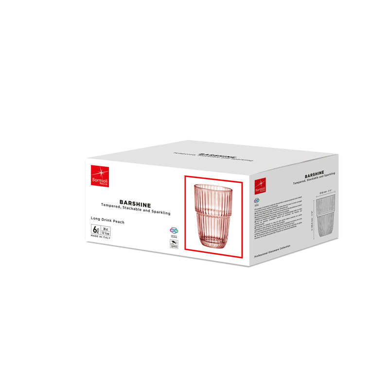 Barres 12,5 oz. Longs verres à boire empilables (ensemble de 6), Rose