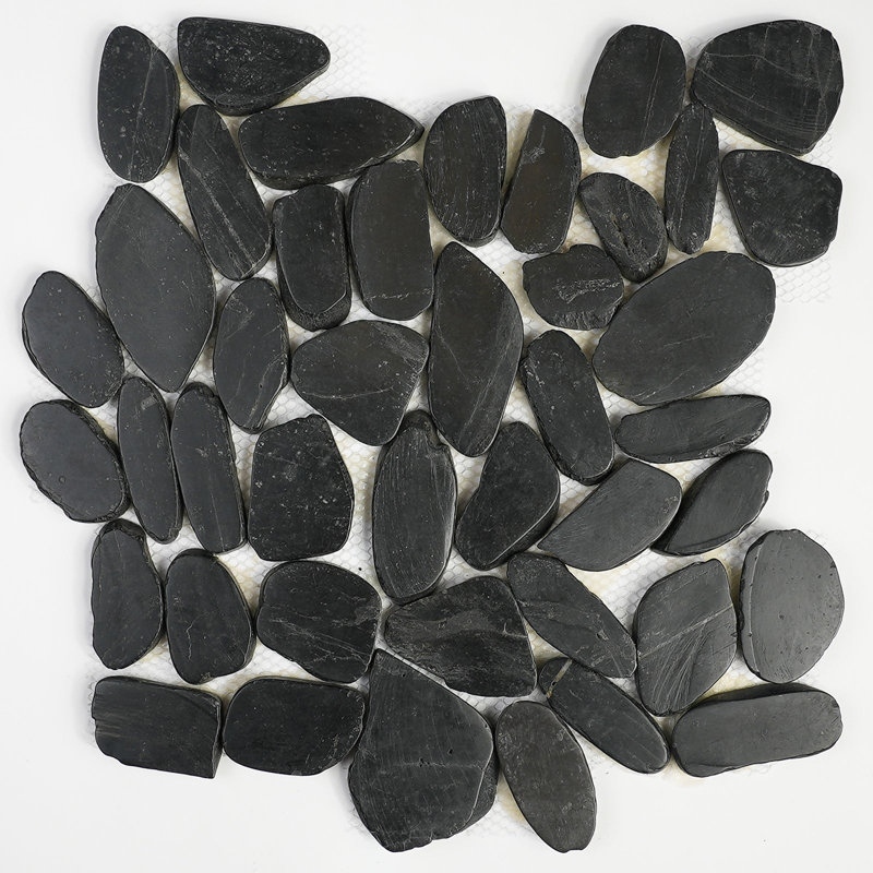 StoneCreek Pebble Mosaic Tile for Floors & Walls, 6 Pieces per Box, Black