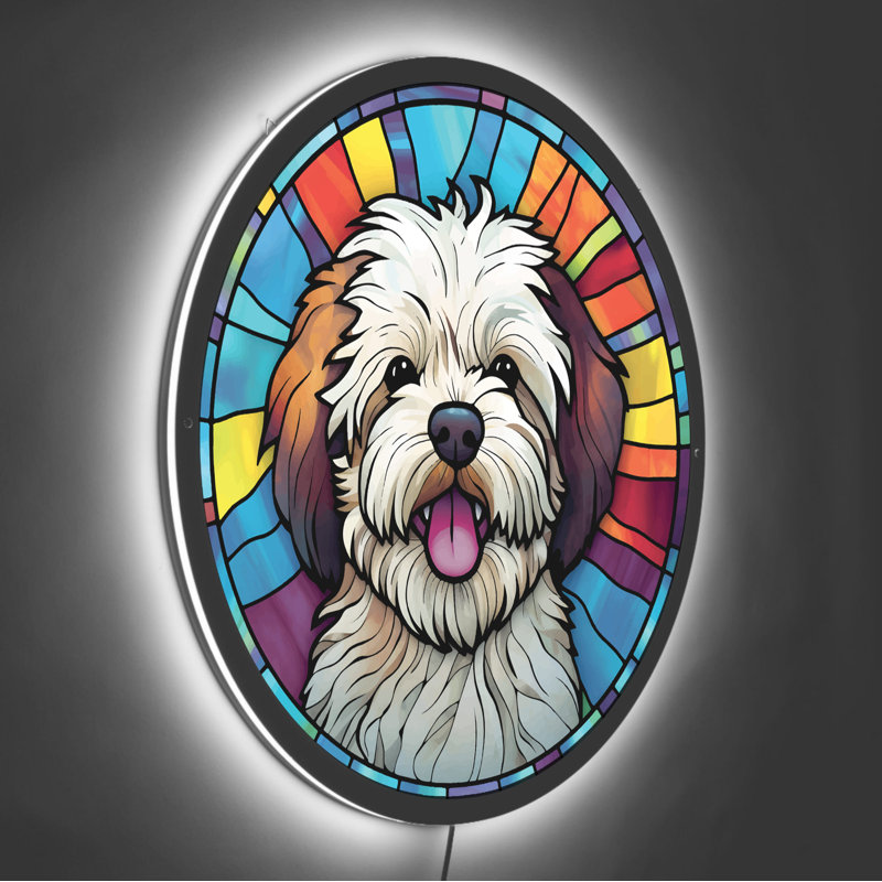 Enseigne néon sur mesure en verre coloré Cockapoo | Enseigne néon | Enseigne lumineuse néon à DEL, H 15 po x l 15 po
