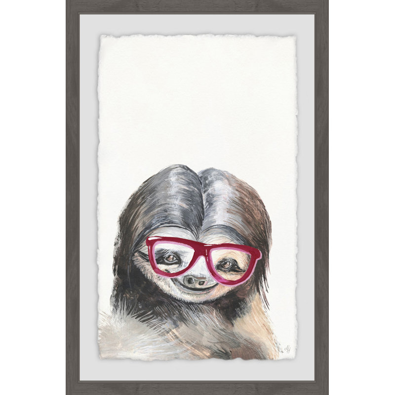 Nerdy Sloth - Single Picture Frame Painting, 46cm H x 30cm W