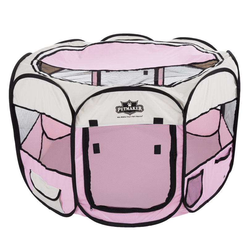 Parc pour animaux PETMAker, enclos pour chiots et petits chiens pliables d'intérieur et d'extérieur avec panneaux en filet, plateau à fermeture à glissière, sac de transport, cage de voyage légère pour le camping