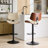 Walnut Bentwood Bar Stools With Faux Leather, Mid Century Modern Adjustable Counter Height, 360° Swivel, Ideal For Kitchen And Dining Areas-1184985076