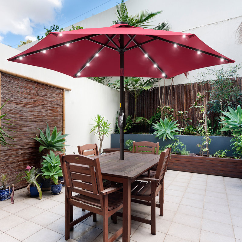 Parasol de marché lumineux 7,5 pi Atanase, Vin rouge, H 84 po x l 86,6 po x P 86,6 po
