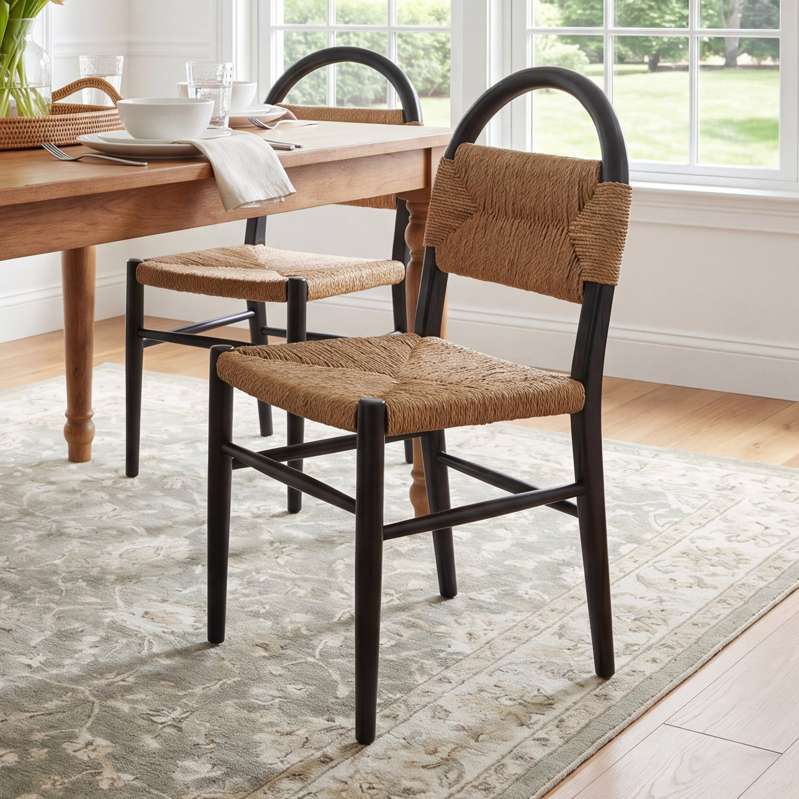 Kashmir Solid Wood Side Chair, Black