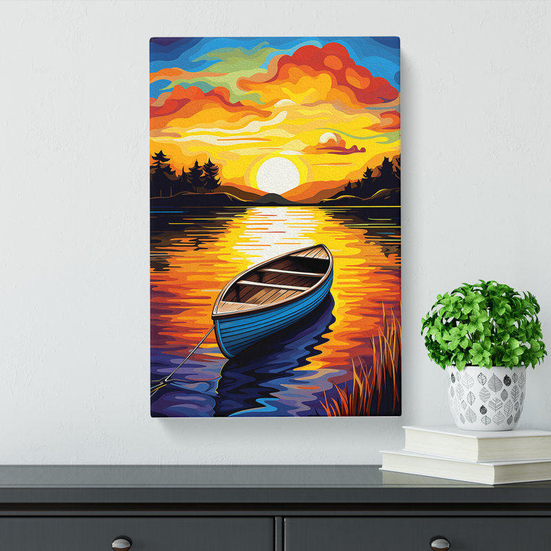 Boat On A Lake Pop - Wrapped Canvas, 60cm H x 40cm W x 3cm D