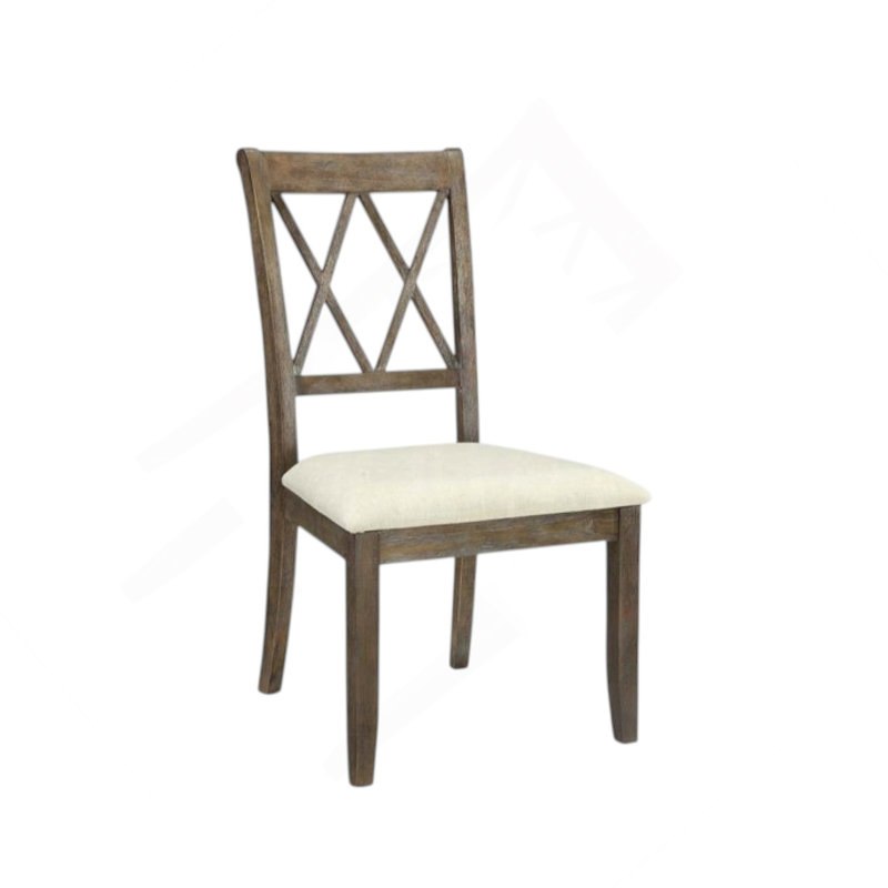 Ensemble de 2 chaises d'appoint en lin beige et brun récupéré
