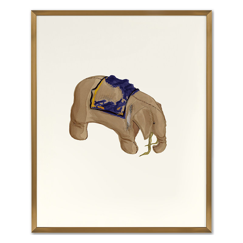 Elephant Print by Grand Archives, Gold Single Picture Framed, 32'' H x 26'' W