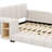 Upholstered Grounded Bed, Mother & Child Bed With Bedside Desk And Little Round Stool-867775451-867775445