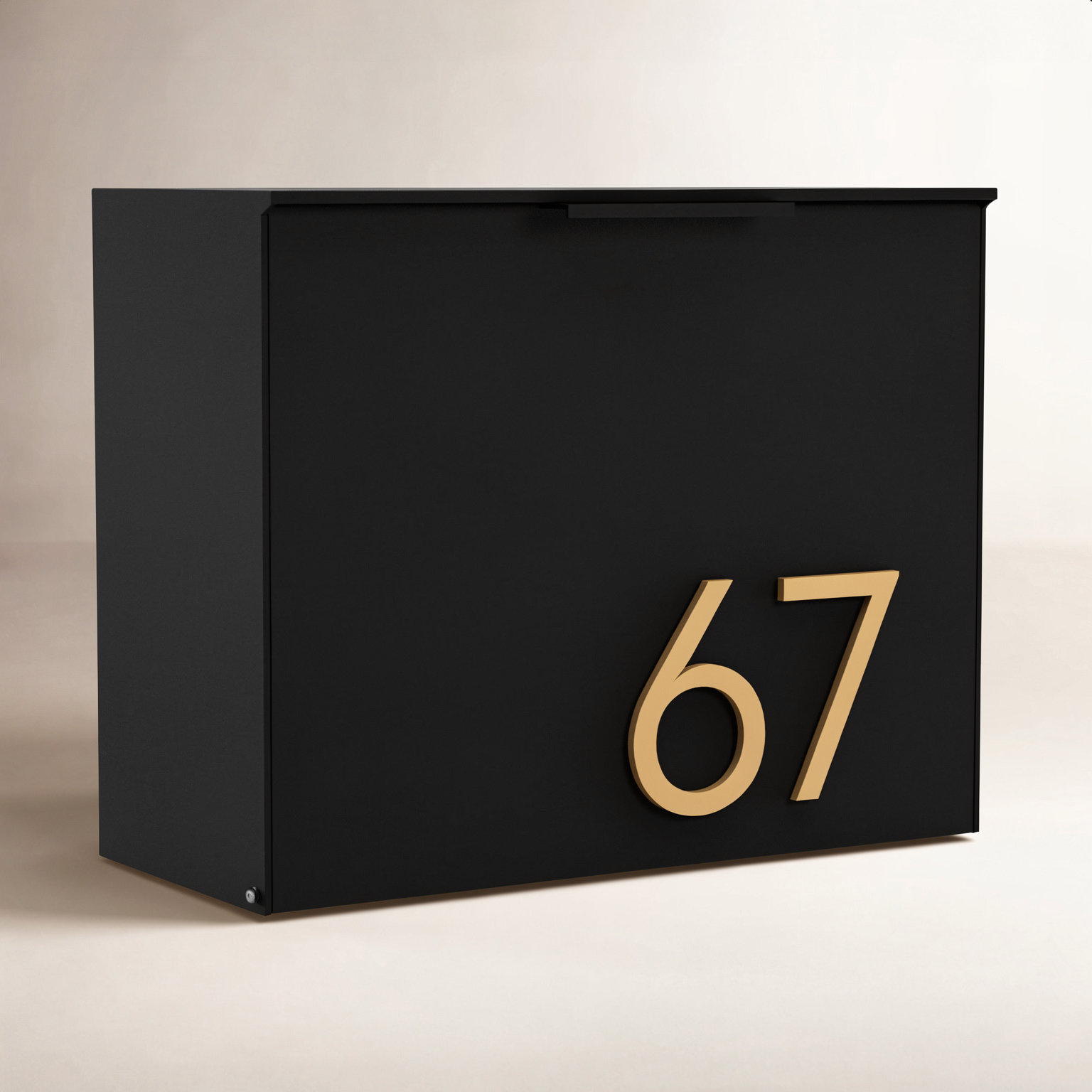Wall-Mounted Steel Mailbox, Black, Yes, Brass