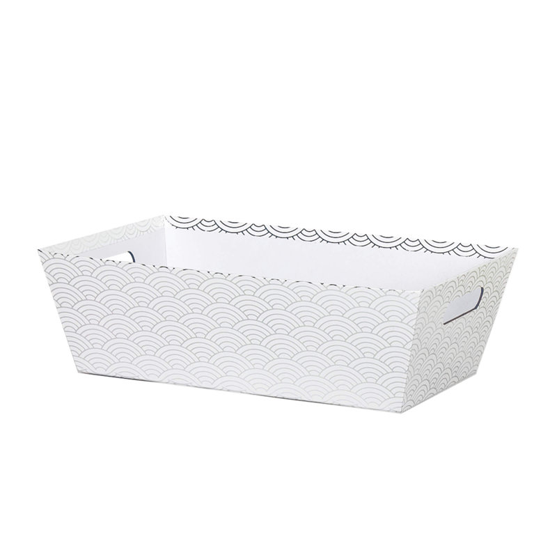 PLATEAU MOYEN RECT ARGENT / VAGUE BLANCHE, L 9 po x P 14 po
